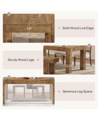 Solid Wood Dining Table for 6, Farmhouse Kitchen Table with Heavy Duty Legs, Rectangular Wood Dinner Table