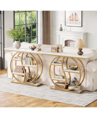 47.24" Industrial Console Table, 5-Tier Entryway Table with Adjustable Feet