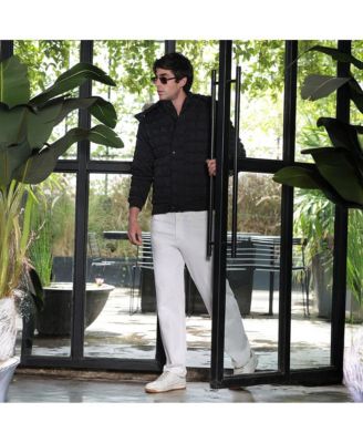 Men's Obsidian Black Grid-Tactile Puffer Jacket