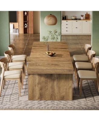 71-Inch Large Dining Table for 6-8, Farmhouse Wooden Kitchen Table with Arched Design