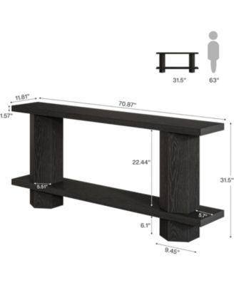 71-Inch Long Console Table for Entryway, Wooden Sofa Table Behind Couch, Black