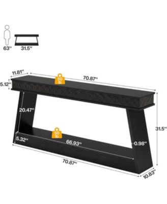 Modern Console Table, 71-Inch Extra Long Entryway Table with Storage, 2-Tier Narrow Sofa Table, Black