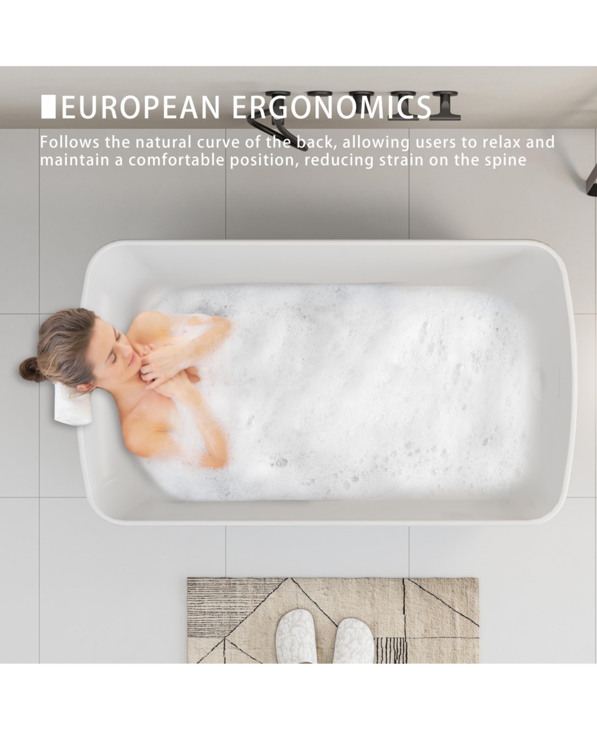 Casainc Acrylic Freestanding Soaking Tub with Chrome Overflow