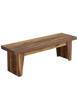 55" Wooden Entryway Bench, Farmhouse Long Entry Seat, Indoor End of Bed Stool with Storage Capability, Dark Brown