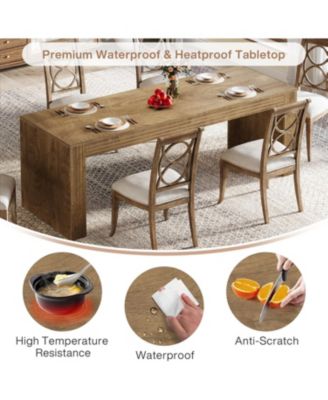 Large Dining Table for 6-8, Rectangular Kitchen Table with Heavy Duty Pedestal