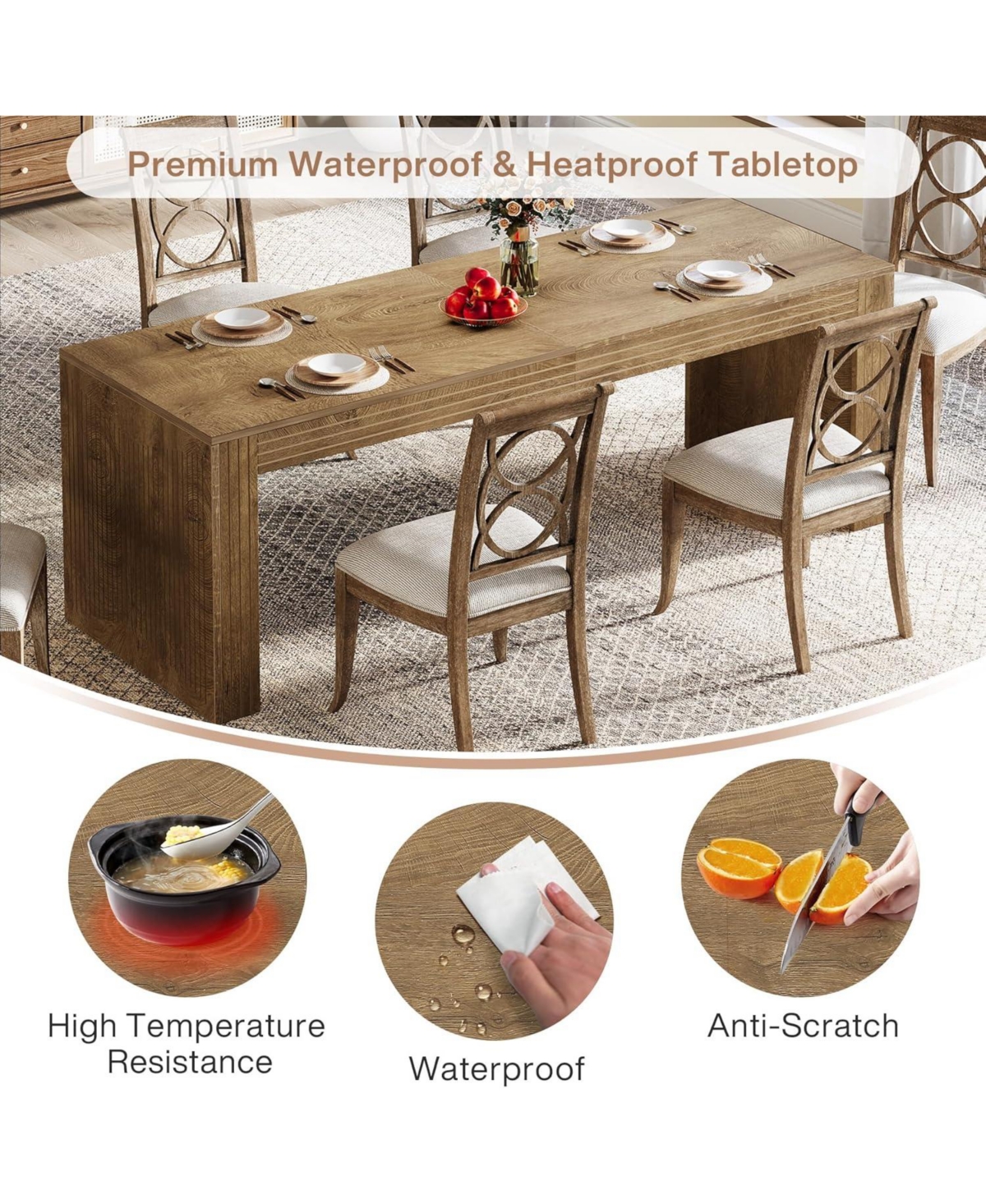 Tribesigns Large Dining Table for 6-8