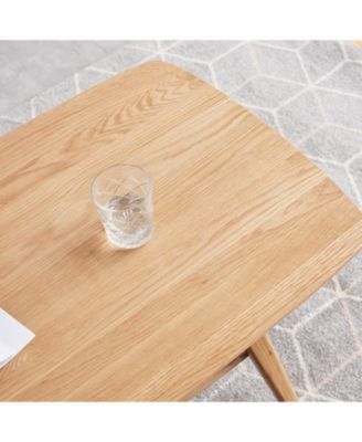 Solid Wood Center Table with Storage Shelf in Natural Finish