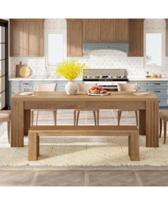 Large Rectangle Farmhouse Kitchen Table with Heavy-Duty Legs – Dining Table for 6–8