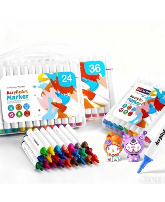 18 Colors Acrylic Paint Markers Set, Bright Colors with Strong Coverage, Quick Dry Waterproof for Artists, Adults and Beginners