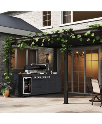 43" 6-Burner Gas Grill Outdoor Kitchen with Wine Cooler, Rotisserie & Granite