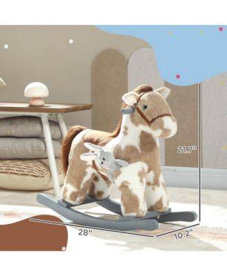 Rocking Horse, Kids Plush Animal Rocker with Realistic Neigh