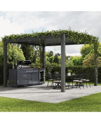 46" 4-Burner Gas Grill Outdoor Kitchen with Fridge, Rotisserie & Granite Counter