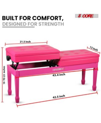 Duet Piano Bench 3.5 Inch Padded Cushioned Stool Wooden Heavy Duty Musician Chair w Storage