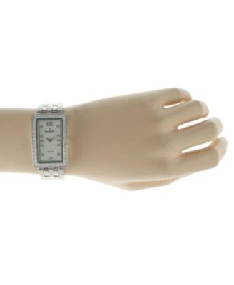 Women's 40x25mm Silver Bracelet Watch with Crystal Bezel