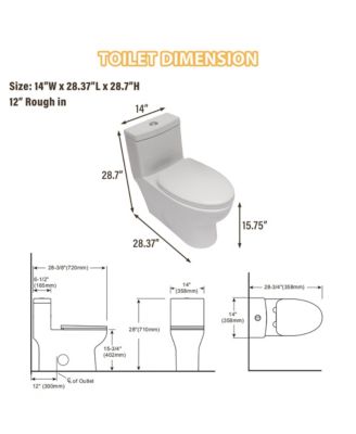 One-Piece Dual Flush 1.1/1.6 GPF Elongated Bathroom Fixture Comfort Seat Height,Soft-Close Seat,Glazed Surface