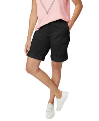 Women's 2 in 1 Mid-Rise Stretch Cotton Convertible Cargo Bermuda To Shorts