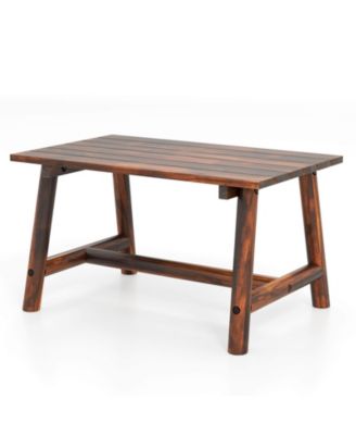 Outdoor Coffee Table with Slatted Rectangle Top, Garden Side Table