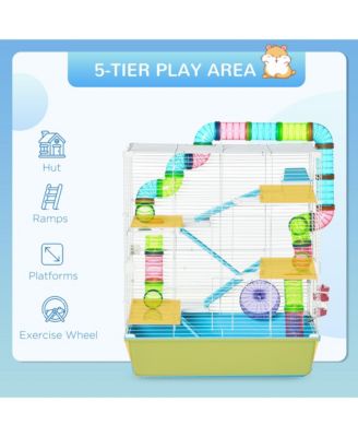 23" 5-Tier Hamster Cage with Wheel and Water Bottle,