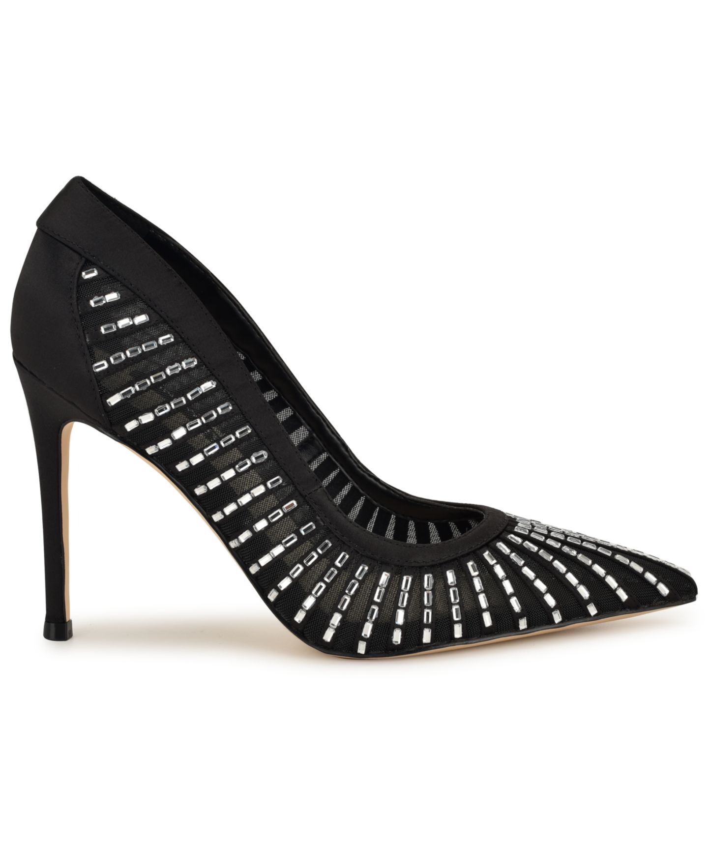 Женские туфли Nine West Feresah Embellished Mesh Stiletto Dress Pumps, цвет: Чёрный сетчатый — фото 2