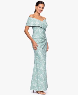 Petite Off-The-Shoulder Long Sheath Dress