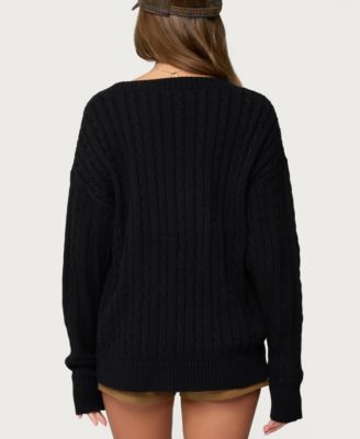 Womens Francine Oversized V Neck Cardigan