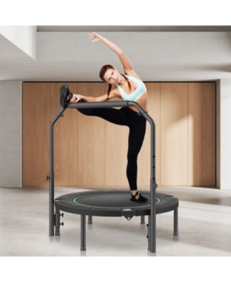 Foldable Mini Trampoline 40" Fitness Rebounder with Adjustable Handle