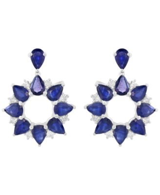 Sapphire (7-1/5 ct. t.w.) & Diamond (1/2 ct. t.w.) Drop Earrings in 14k White Gold