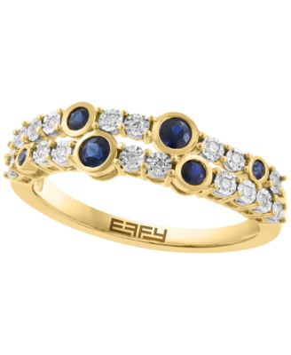 Sapphire (1/4 ct. t.w.) & Diamond (1/10 ct. t.w.) Ring in Gold Over Silver