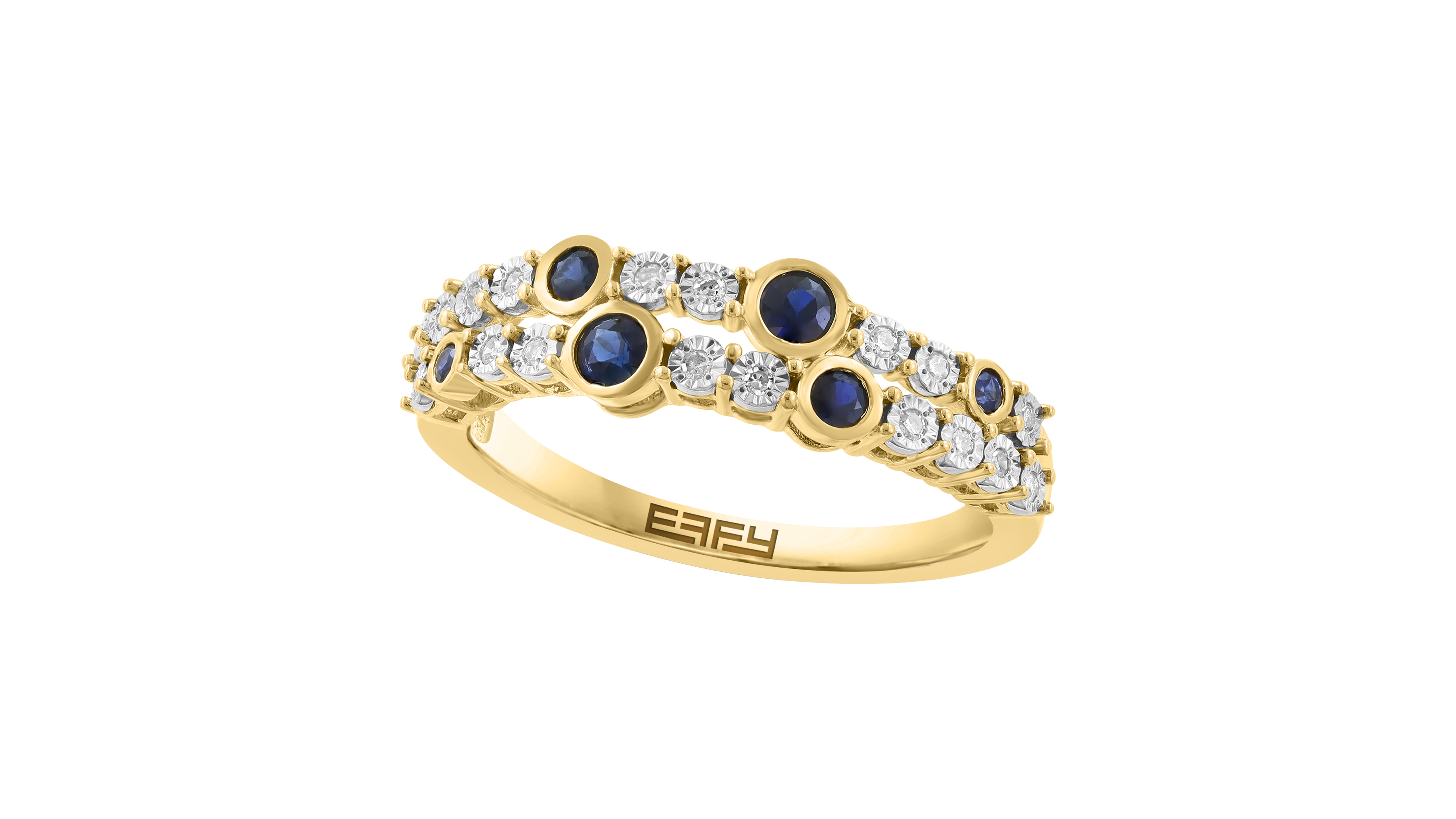 Effy Collection Sapphire (1/4 ct. t.w.) & Diamond (1/10 ct. t.w.) Ring in Gold Over Silver