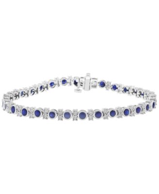 Sapphire (3-1/3 ct. t.w.) & Diamond (1/4 ct. t.w.) Bracelet in Sterling Silver