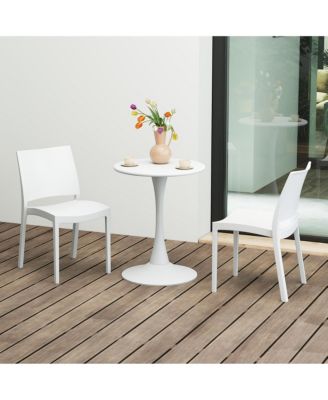 3-Piece Outdoor Round Metal Patio Dining Table Set With Stackable Patio Dining Side Chairs