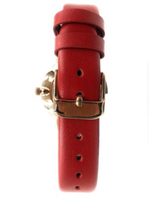 Women's 30mm Red Modern Calfskin Leather Strap Watch
