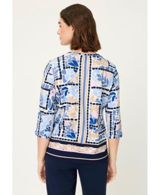 Women's Floral & Border Print T-Shirt