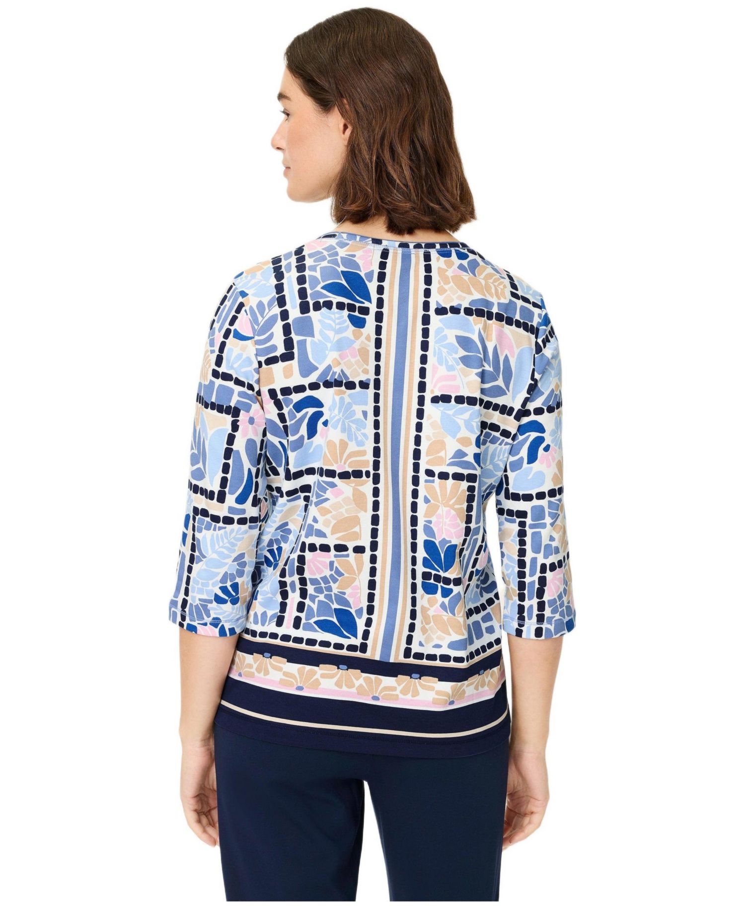 Women's Floral and Border Print T-Shirt