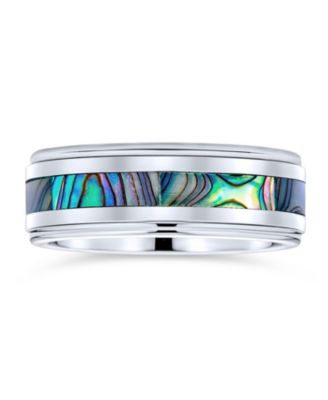 Rainbow Abalone Inlay Couples Titanium Eternity Band Rings Comfort Fit 8MM