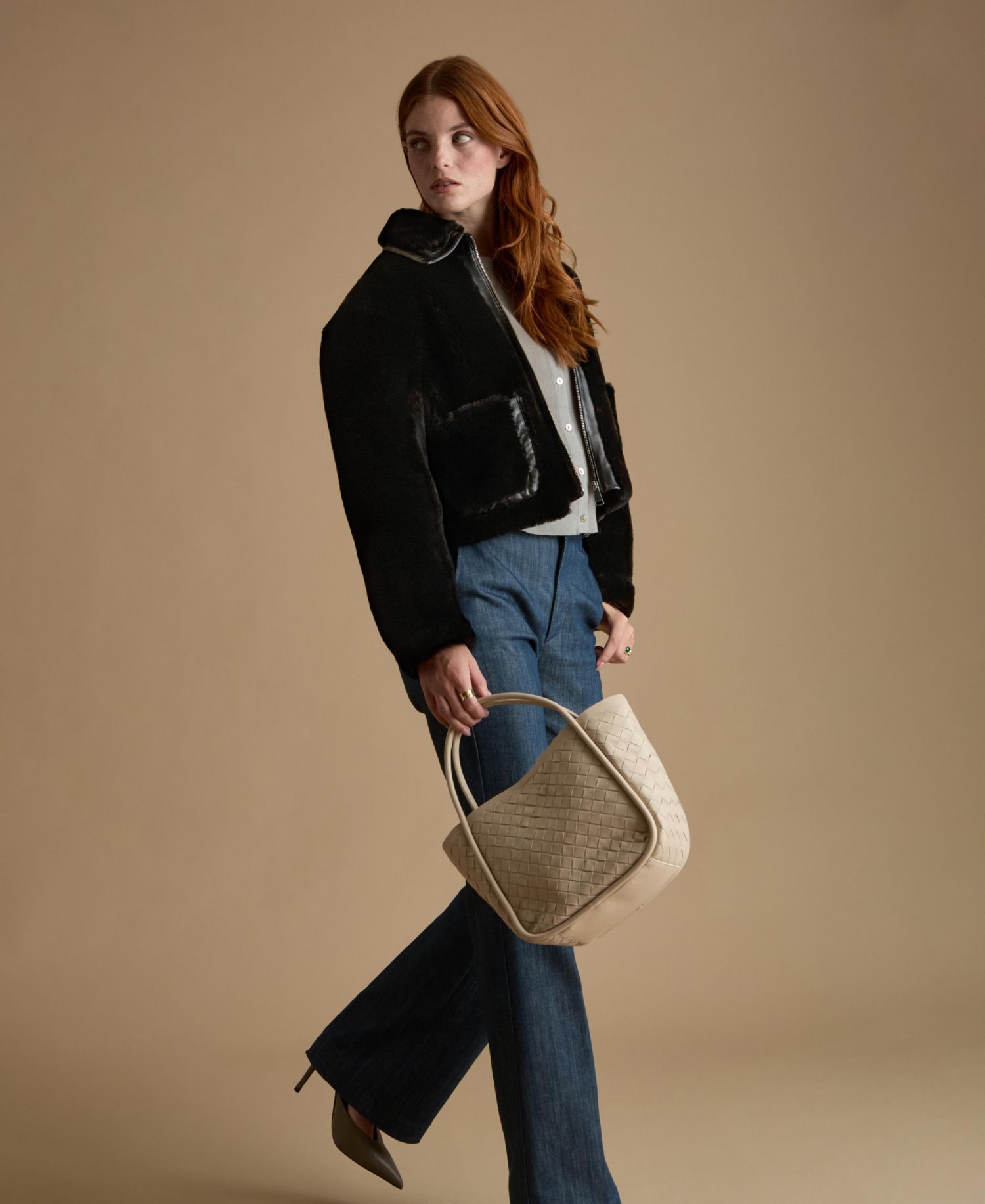 Women's Cropped Shearling Jacket