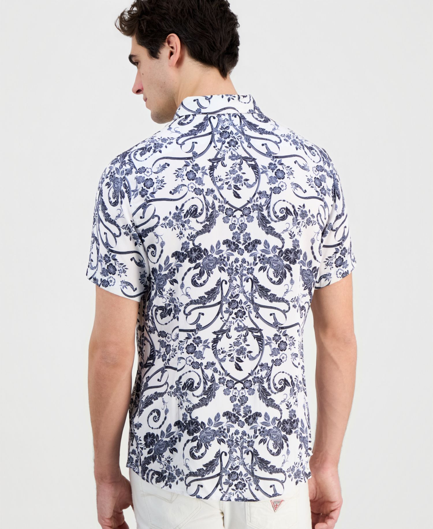 Men's Wayco Decorative Floral Short-Sleeve Shirt