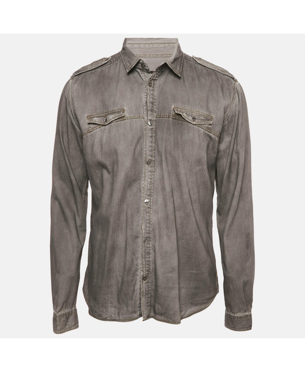 Pre-Owned Dolce & Gabbana Men's Grey Faded Denim Long Sleeve Shirt