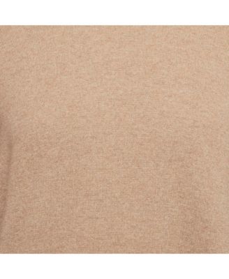 Men's Brown Leather Trim Cashmere Knit Sweater