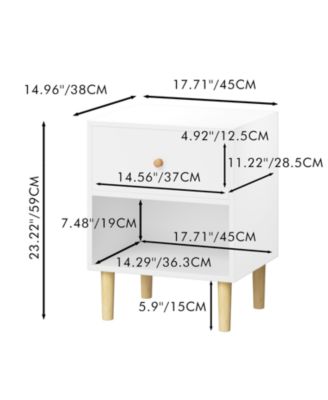 Wooden Nightstand with One Drawer One Shelf in White