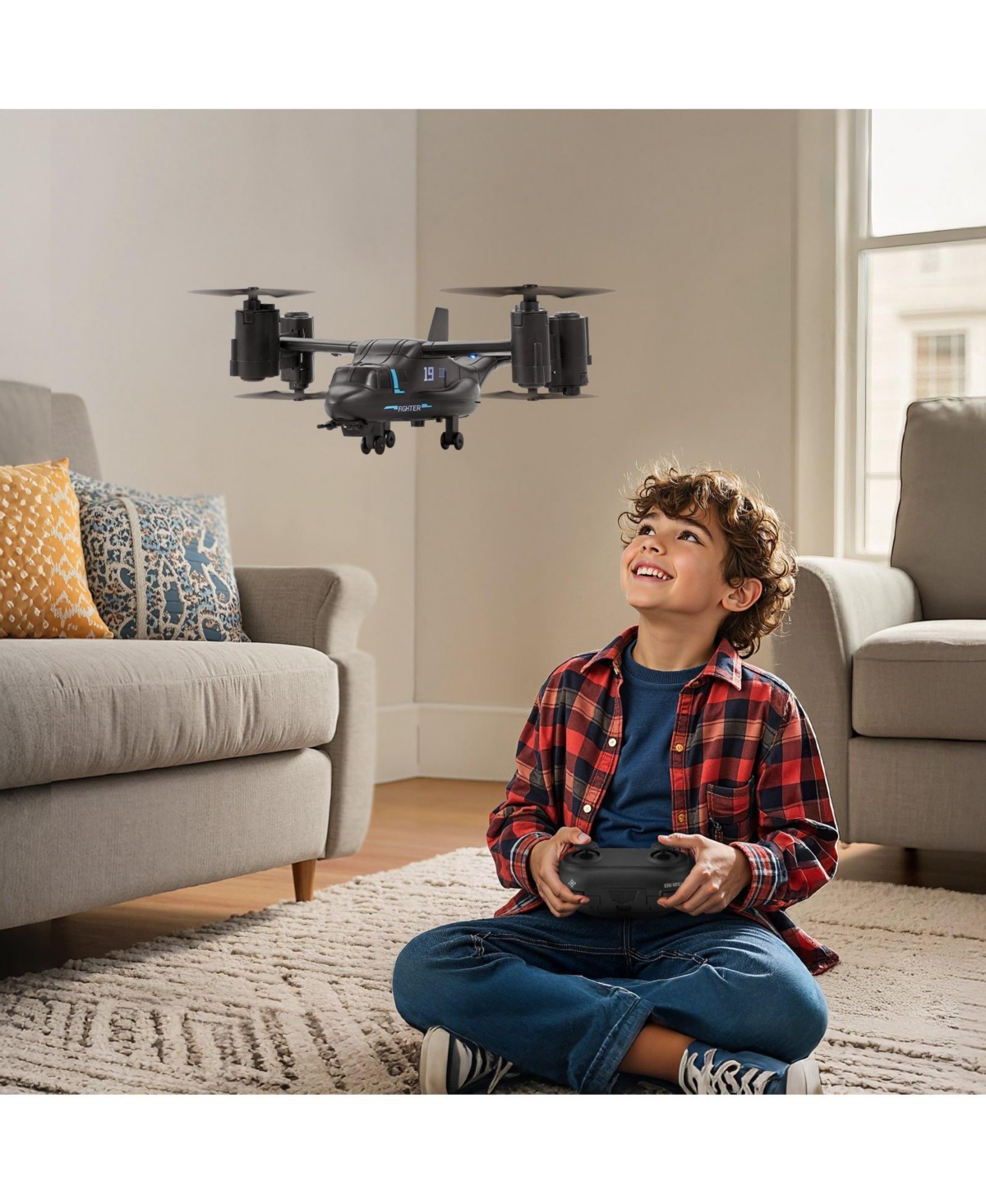 Mecale Rc Helicopter, 2.4GHz 4-Channel with Gyro & Wing Lights, One-Key Takeoff/Landing Flying Plane Toy for Kids 8+