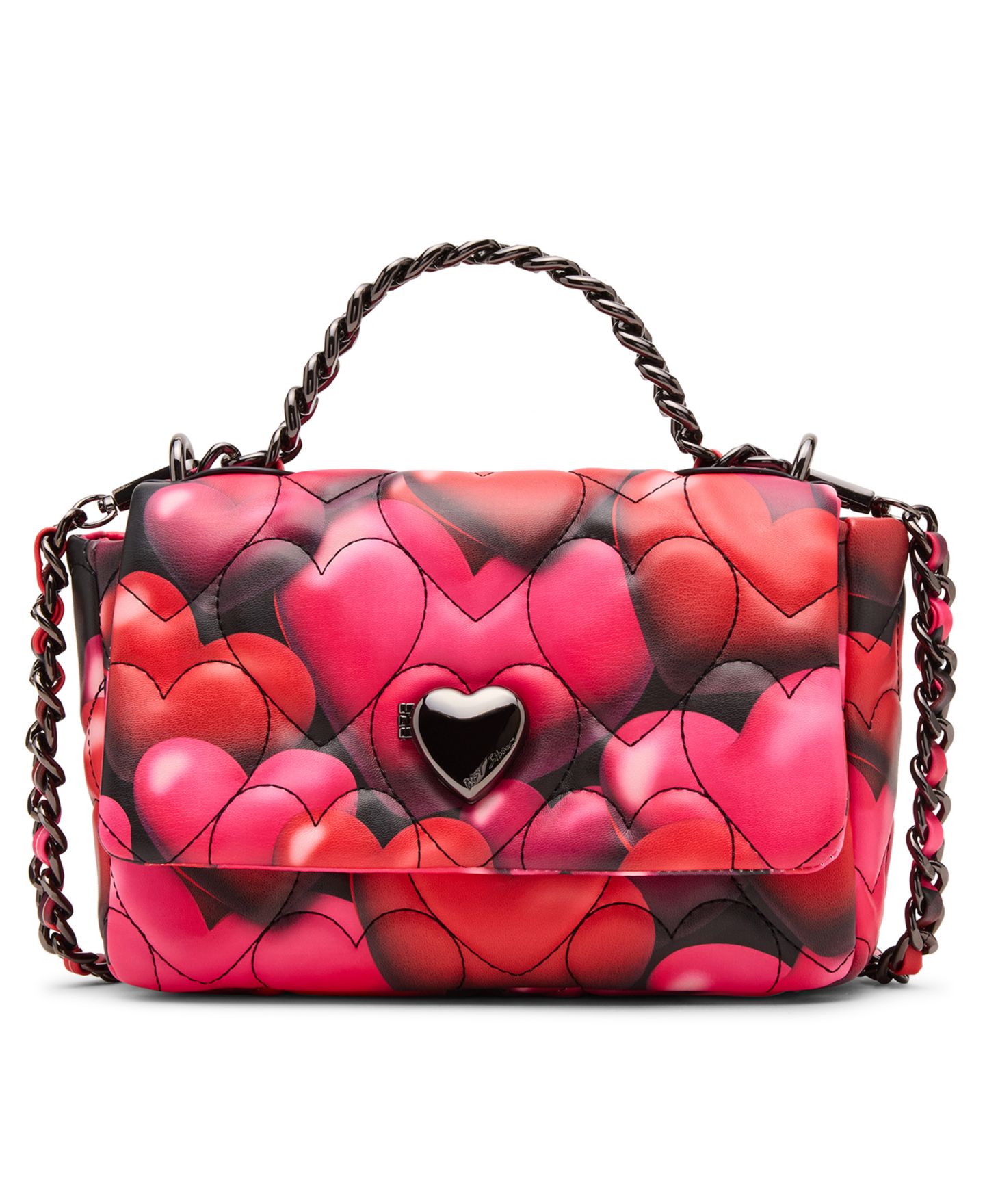 Женская сумка Betsey Johnson Bubble Hearts Small Flap Over Crossbody, цвет: Чёрный / Разноцветный — фото 1