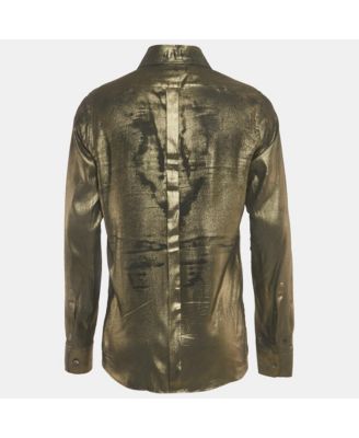 Men's Gold Metallic Lam&eacute Long Sleeve Shirt