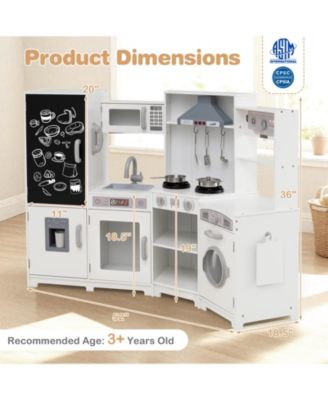 Wooden Corner Play Kitchen Set With Lights Sounds Ice Maker And Accessories