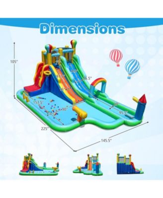 Inflatable Water Slide Park With Dual Slides Climbing Wall And Basketball Hoop