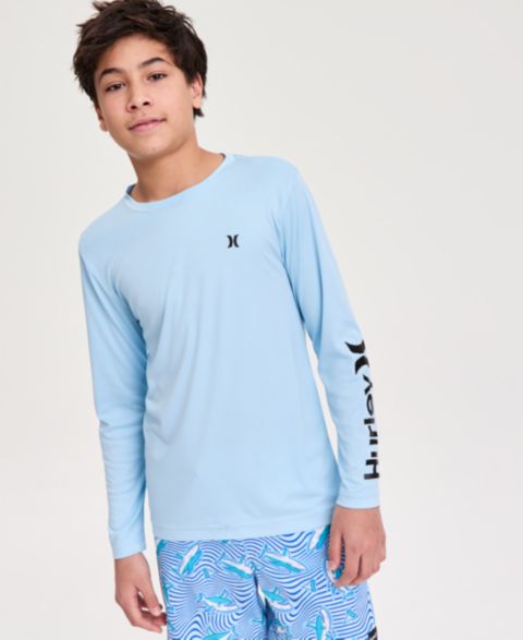 Футболки Hurley Boys' 8-20 Icon UPF 50+ Long-Sleeve Swim T-Shirt