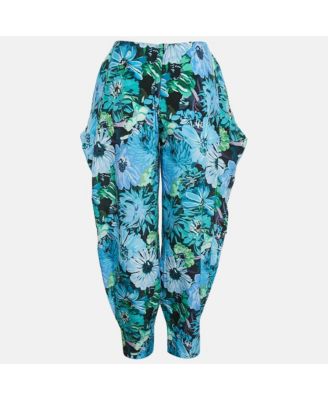 Women's Multicolor Floral Print Tie-Up Detail Trousers