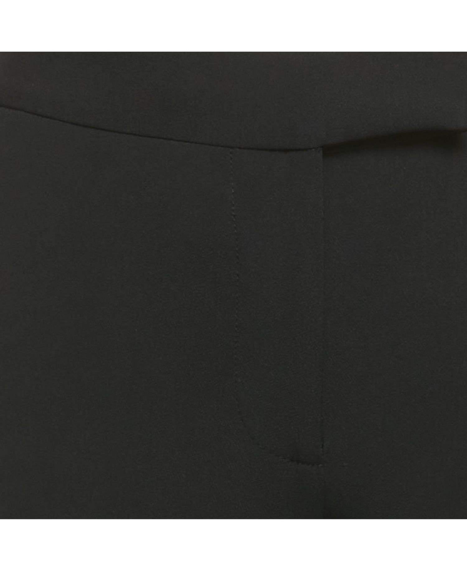 Women's Black Crepe Leather Trim Trousers