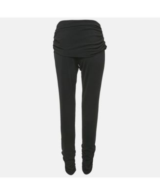 Women's Cheap And Chic Black Crepe Ruche Detail Trousers