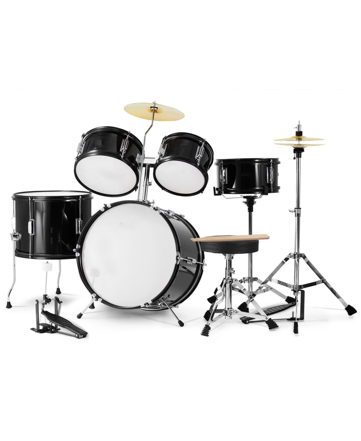 Sugift Kids Drum Set 5-Piece 16" Full Beginner Kit with Cymbals Pedals